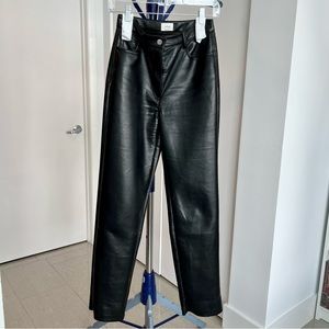 Aritzia wilfred Melina straight leg leather pants in black
